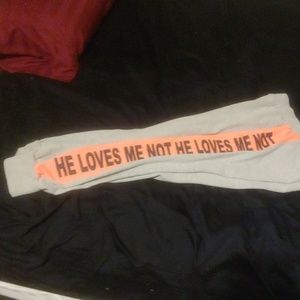 Grey sweatpants with hot pink strips on side